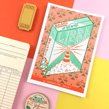 Load image into Gallery viewer, Libra Zodiac A6 Risograph Print | Jacqueline Colley (UK)