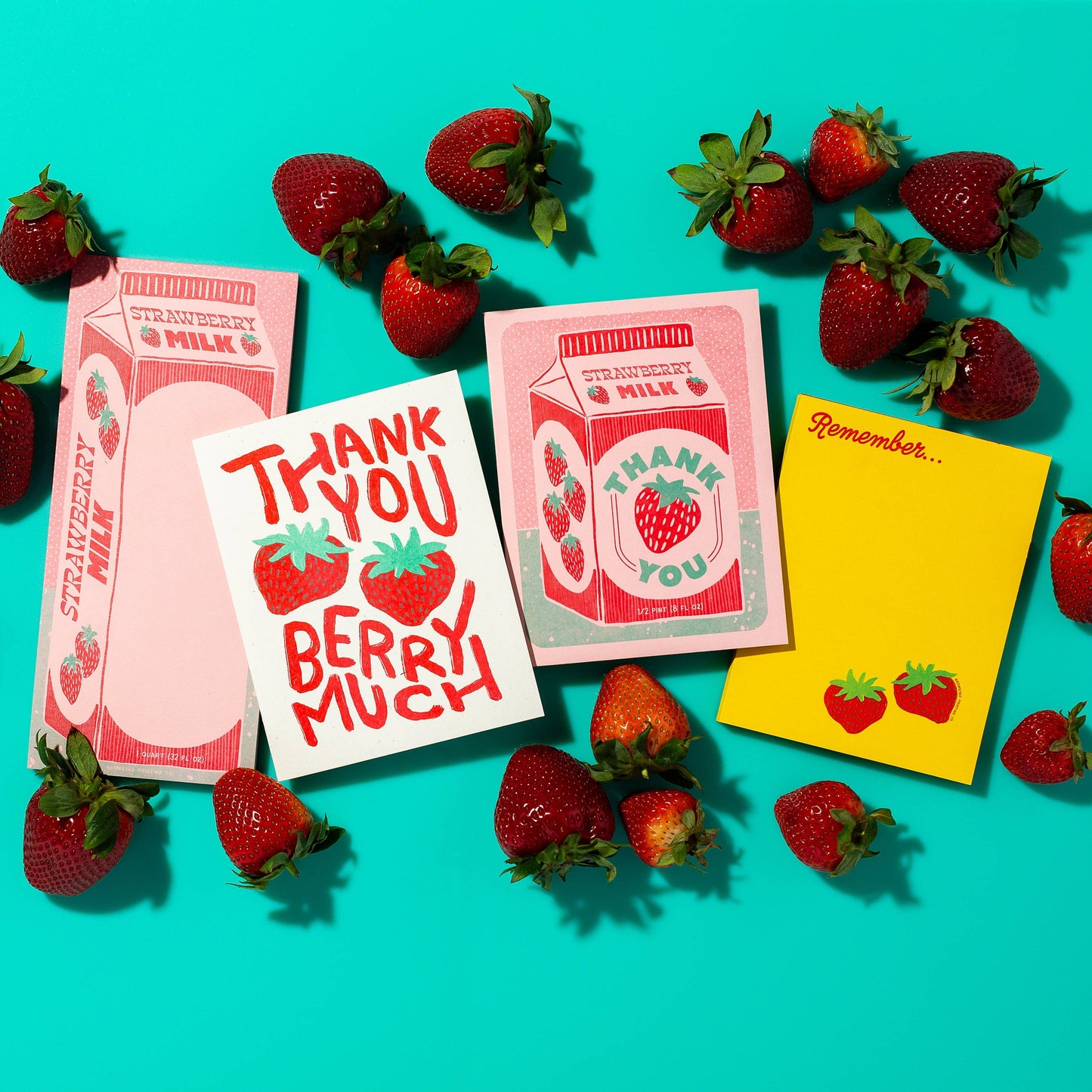 Strawberry Milk Thank You Risograph Card | Bromstad Printing Co. (VA)