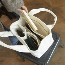 Load image into Gallery viewer, Canvas Partitioned Large Tidy Tote Bag | White | Horn Please (Japan)