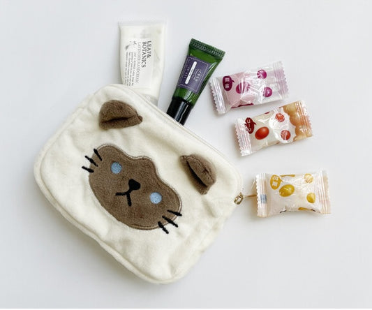 Felt Siamese Cat Zipper Mini Pouch (Japan)
