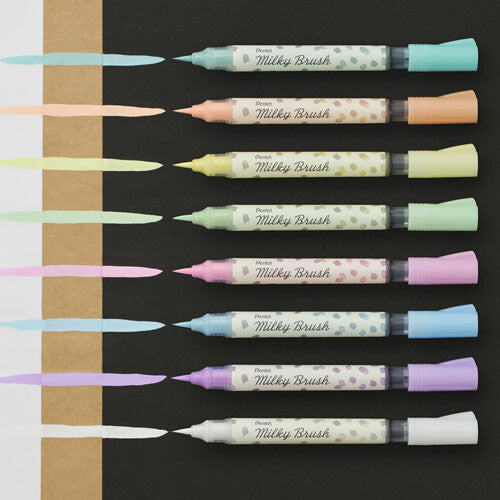 Milky Brush Pen Art Marker Set: Pastels | 8-Pack | Pentel (Japan)