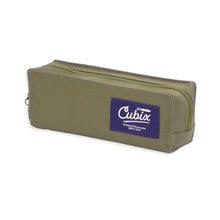 Load image into Gallery viewer, Cubix Compact Square Canvas Pen Case | Olive | M-Plan (Japan)