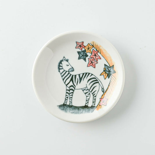 Red Leaves Zebra Plate | Mino Ware (Japan)