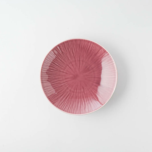 Miyama Crease Plate | Light Cinnabar | Mino Ware (japan)