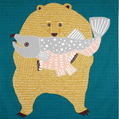 Bear & Sake Furoshiki Wrapping Cloth | Kata Kata x Musubi (Japan)