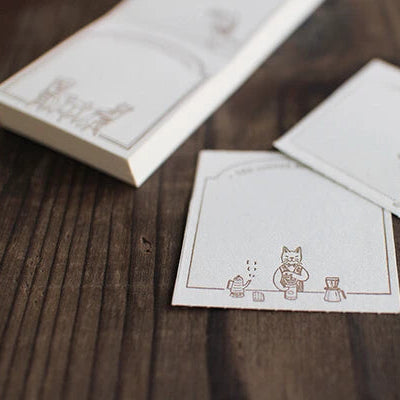 Letterpressed 3 Pattern Note Pad | Cats in the Coffee HOuse | Oeda Letterpress(Japan)