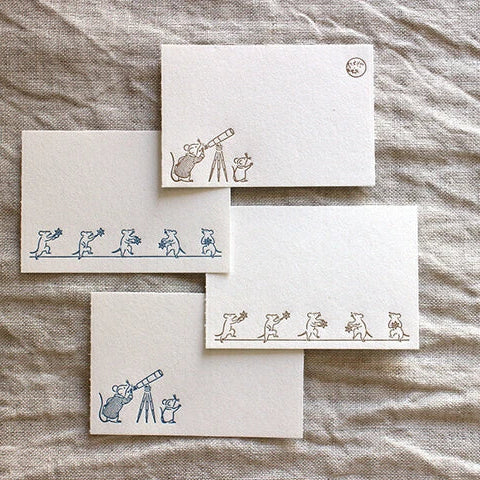 Mini Letterpressed 2 Framed Label Book | The Mice Gazing at the Stars | Oeda Letterpress(Japan)