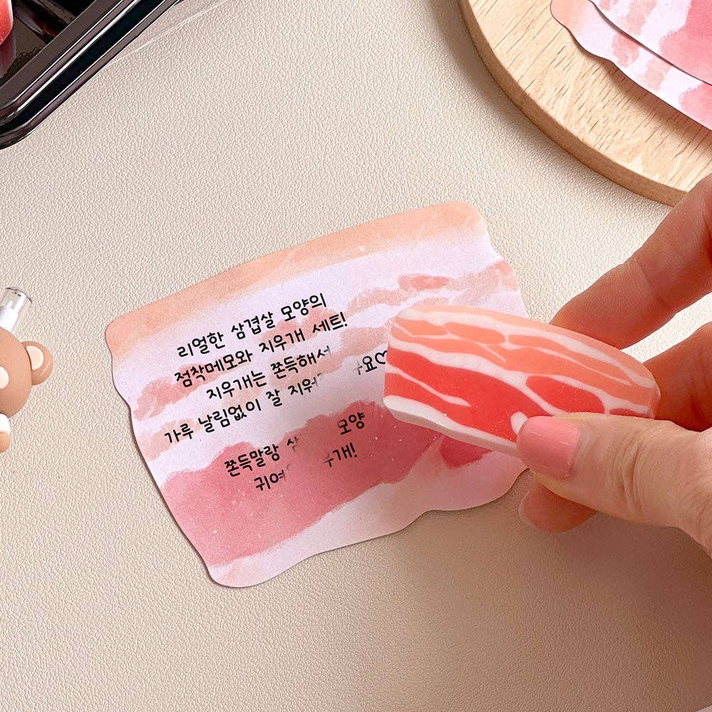K-BBQ Pork Belly Pack –Unique Design Memo Pad & Eraser (Korea)