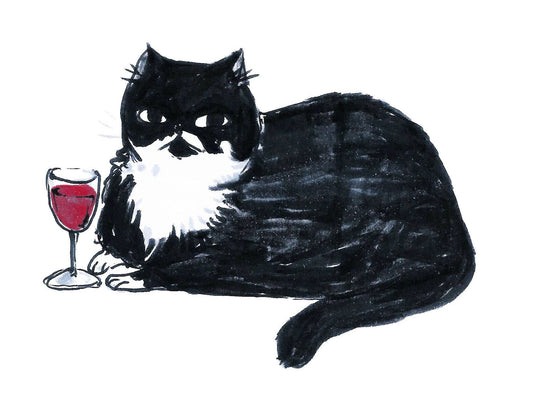 Pepper with a Fine Bordeaux Art Print | Rebekah Evans (NC)