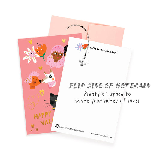 Kiss Faces Valentine's Notecard | Carolyn Suzuki (CA)