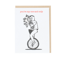 Load image into Gallery viewer, One and Only Unicycle Letterpress Card | Russ Pope