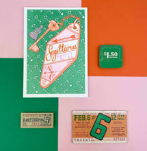 Load image into Gallery viewer, Sagittarius Zodiac A6 Risograph Print | Jacqueline Colley (UK)