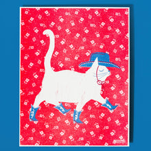 Load image into Gallery viewer, Cowboy Cat Risograph Print | Bromstad Printing Co. (VA)