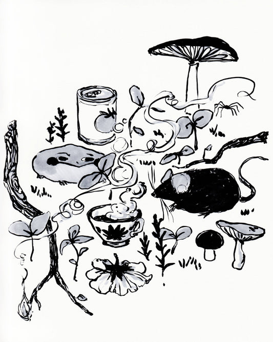 Frog & Mouse with Forest Tea Art Print | Rebekah Evans (NC)