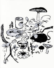 Load image into Gallery viewer, Frog & Mouse with Forest Tea Art Print | Rebekah Evans (NC)