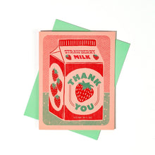 Load image into Gallery viewer, Strawberry Milk Thank You Risograph Card | Bromstad Printing Co. (VA)