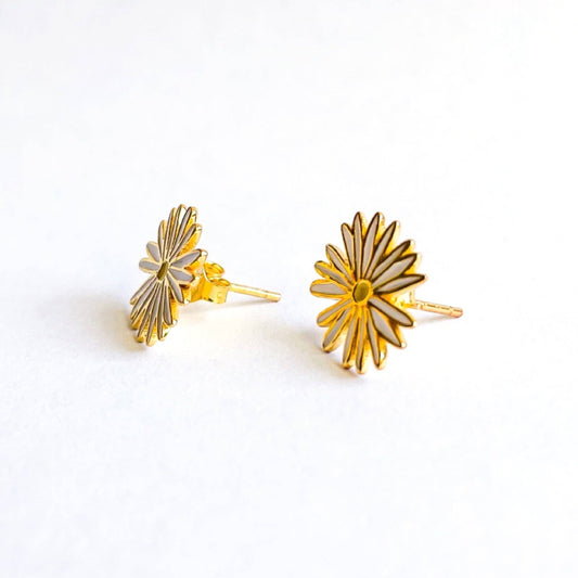 18k Gold Daisy Enamel Earrings | Jenny Lemons (CA)