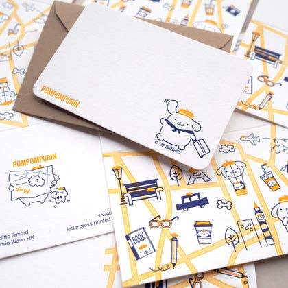 PomPomPurin Letterpress Mini Card Set (set of 2) | Travel | ditto ditto x Sanrio (HK)