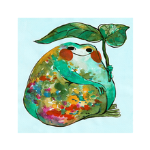 Load image into Gallery viewer, Happy Frog with Leaf Umbrella Art Print | Rebekah Evans (NC)
