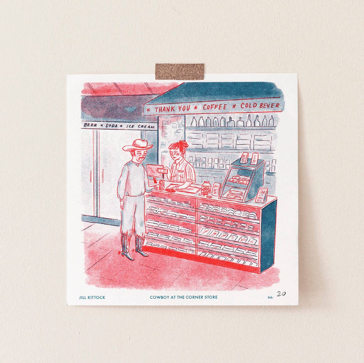 Cowboy At The Corner Store Small Print | Jill Kittock (MN)