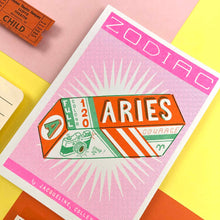 Load image into Gallery viewer, Aries Zodiac A6 Risograph Print | Jacqueline Colley (UK)