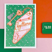 Load image into Gallery viewer, Sagittarius Zodiac A6 Risograph Print | Jacqueline Colley (UK)