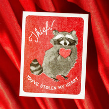 Load image into Gallery viewer, Thief! Raccoon Risograph Card | Bromstad Printing Co. (VA)