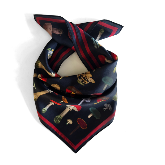 Silk Black Mushroom Scarf | Curious Prints (TX)