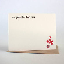 Load image into Gallery viewer, Grateful Mushroom Letterpress Flat Note Card | Fugu Fugu Press (CA)