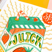 Load image into Gallery viewer, A5 Juicy Gossip Risograph Print | Jacqueline Colley (UK)