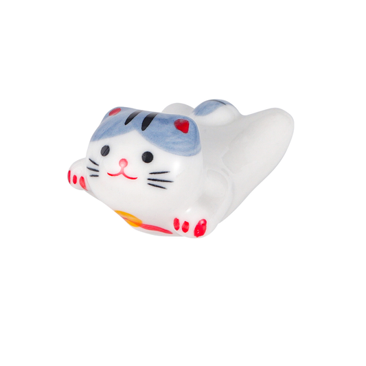 Cat Ceramic Chopsticks Rest | Gray + White
