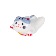 Load image into Gallery viewer, Cat Ceramic Chopsticks Rest | Gray + White