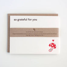 Load image into Gallery viewer, Grateful Mushroom Letterpress Flat Note Card | Fugu Fugu Press (CA)