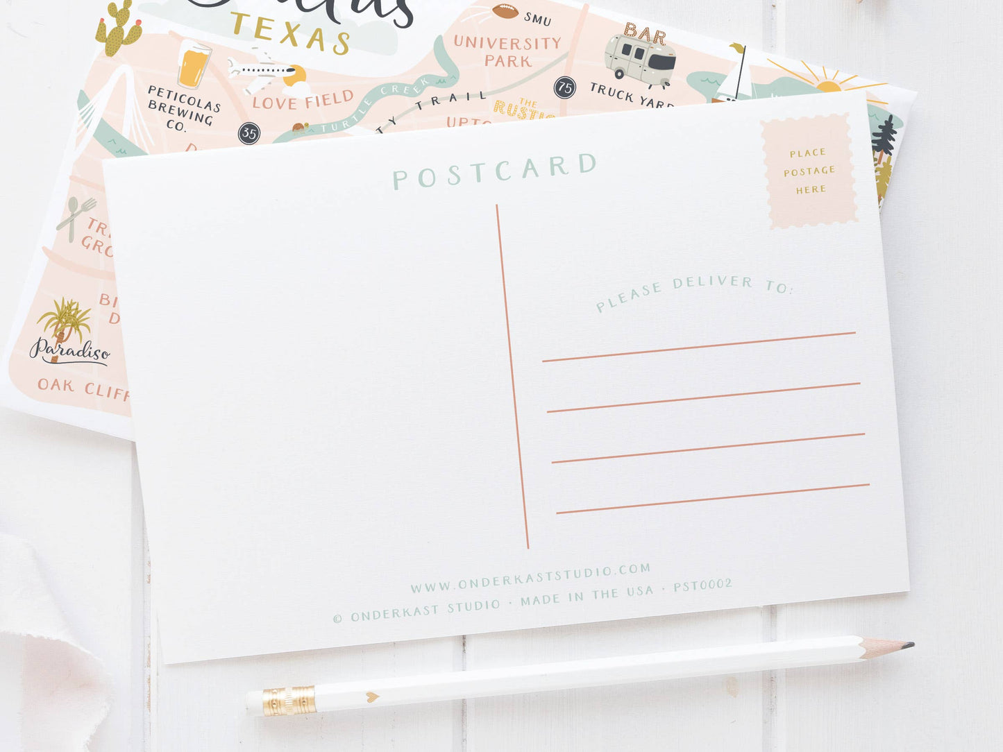 Dallas Map Postcard | Onderkast Studio (TX)