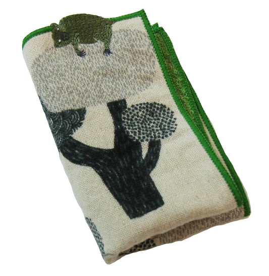 Towel Handkerchief Pocket | Lazy Bear/Green| moritaMiW x Kusubashi Monori