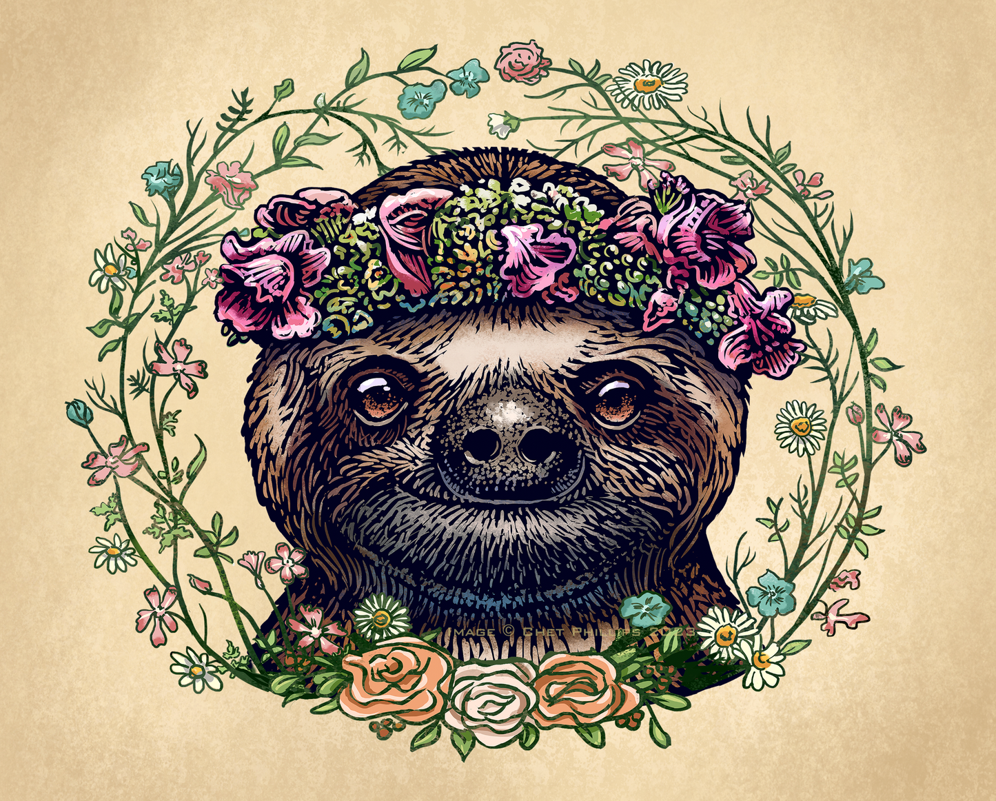 Flower Child Sloth Print | Chet Phillips (TX)