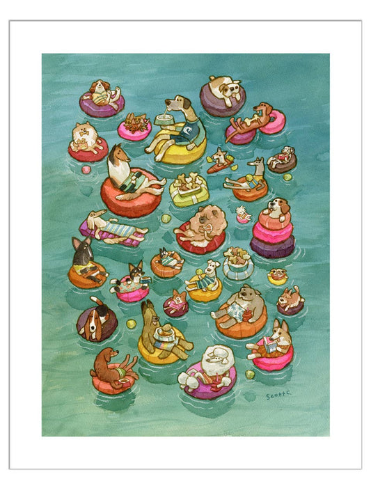 Tubing Dogs Art Print | Scott C (CA)