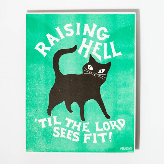 Raising Hell Cat Risograph Print | Bromstad Printing Co. (VA)