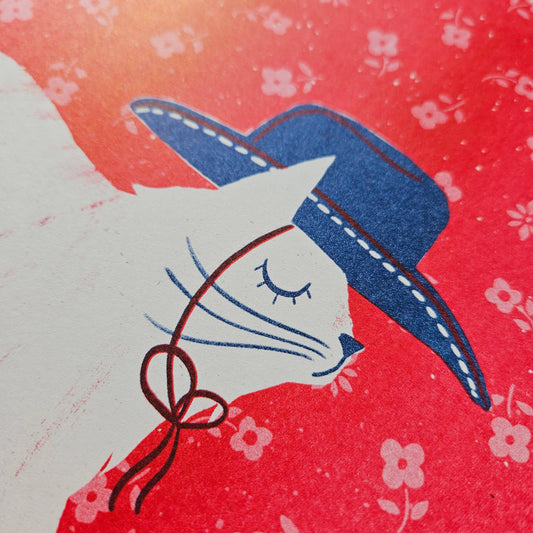 Cowboy Cat Risograph Print | Bromstad Printing Co. (VA)