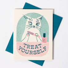 Load image into Gallery viewer, Treat Yourself Risograph Greeting Card | Bromstad Printing Co. (VA)