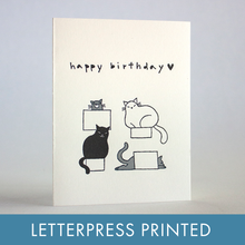 Load image into Gallery viewer, Cat Boxes Birthday Letterpress Card | Fugu Fugu Press (CA)