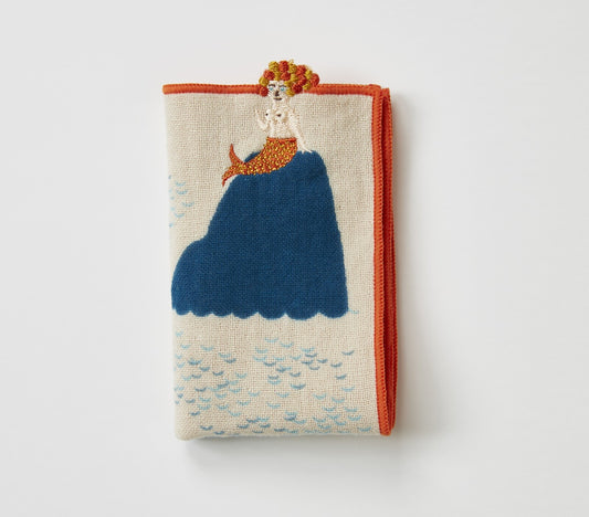 MiW Style Pocket Handkerchief | Ningyo Design in Orange | moritaMiW (Japan)