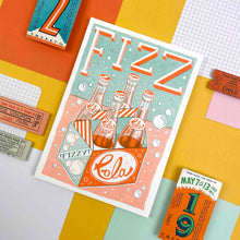 Load image into Gallery viewer, A5 Fizz Cola Bottles Risograph Print | Jacqueline Colley (UK)