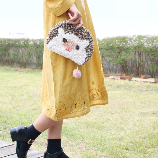 Fluffy Hedgehog Zippered Pouch | Tomo (Japan)