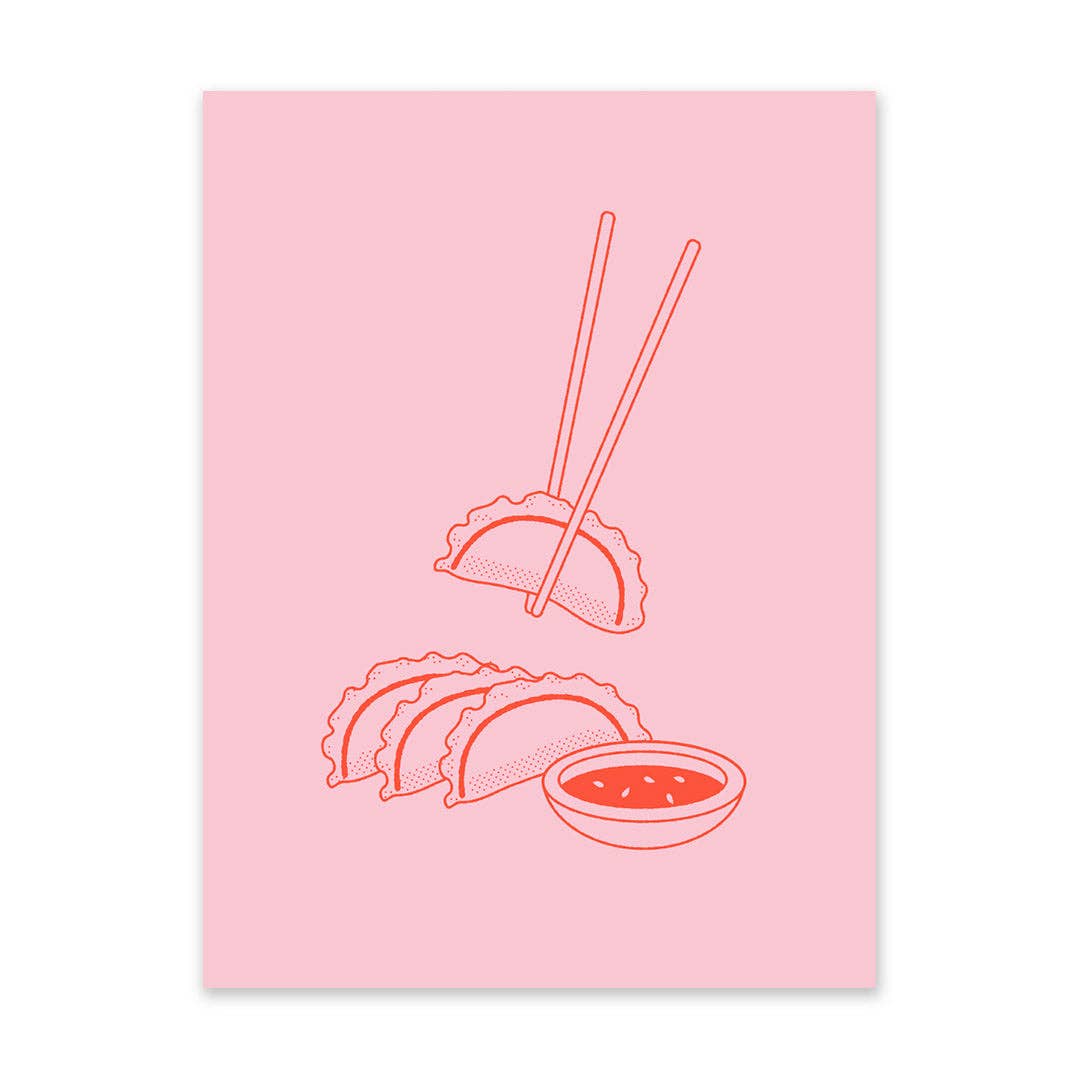 Pink and Red Gyoza Risograph Print | Ohh Deer (UK)