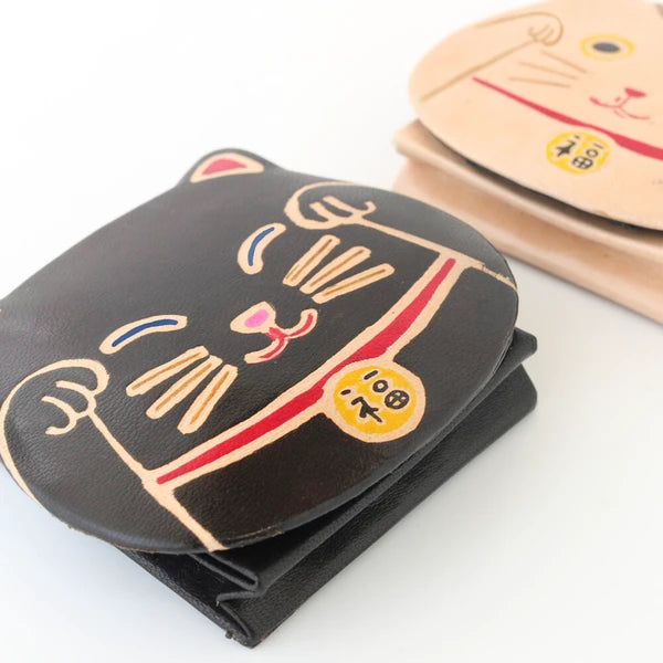 Leather Lucky Cat Coin Purse (Japan)