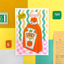 Load image into Gallery viewer, A5 Sauce Bottle Risograph Print | Jacqueline Colley (UK)
