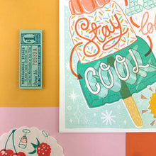 Load image into Gallery viewer, Stay Cool Lollipop A5 Risograph Print | Jacqueline Colley (UK)