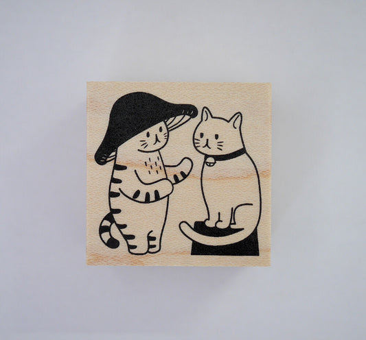 Mushroom Cat and Friend Stamp | 4Legs (Japan)