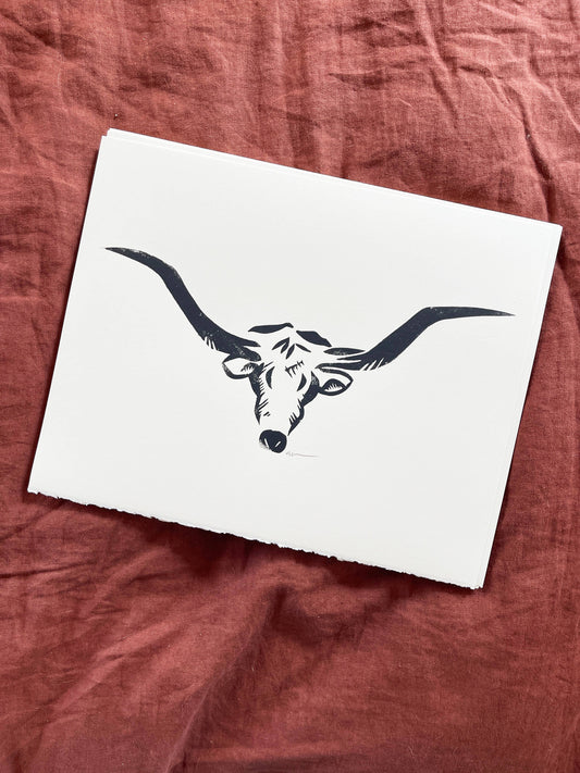 Longhorn Linocut Print | Ellen Orchard (TX)